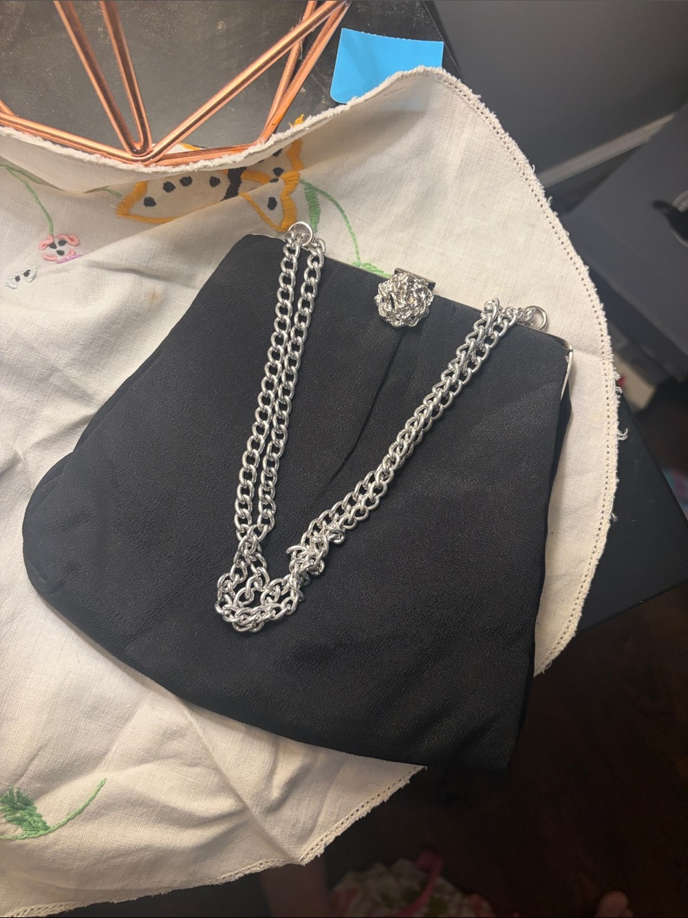 VTG 1960s Mid Century Modern Evening Bag - Convertible Sliding Chain EUC